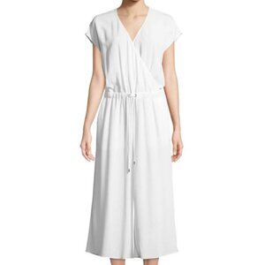 Eileen Fisher white wide leg crepe cropped jumpsuit size S